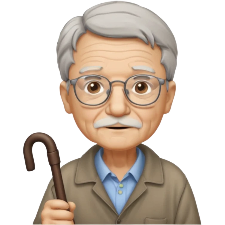 oldman with walking stick emoji