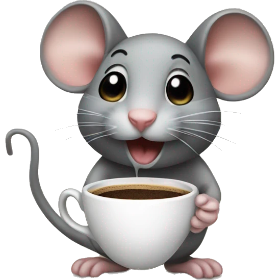 Mouse with coffe emoji
