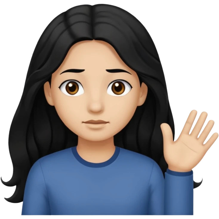 Long black hair little wave black eyes brown but not that much brown skin  emoji