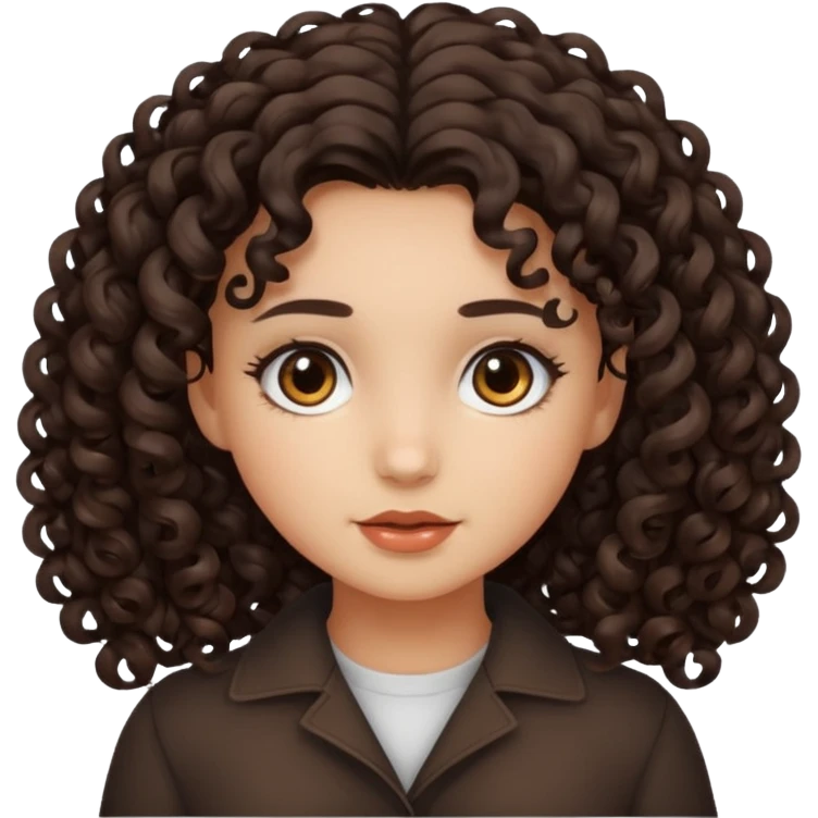a girl with curly dark brown hair and dark brown eyes emoji