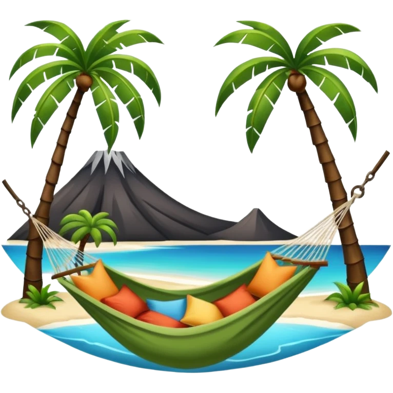 palm tree with hammock in Volcano Island emoji