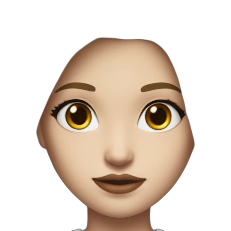 hyperrealist caucasian girl, long straight blonde hair, white v-neck laced crop top, grey tight micro mini skirt, frontal view emoji