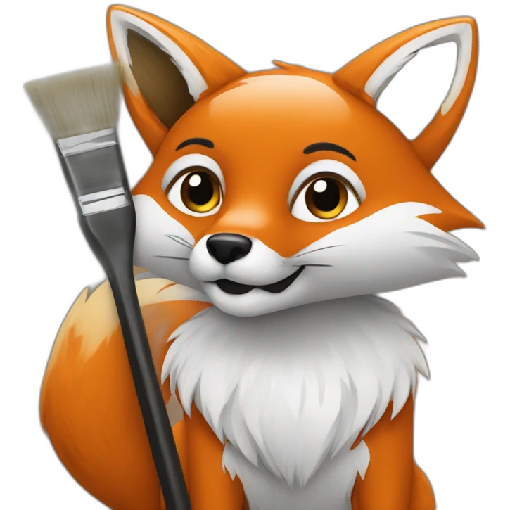 fox with brush emoji