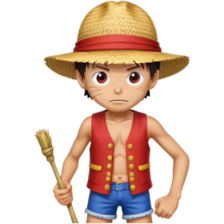 Monkey D. Luffy with straw hat, red vest, blue shorts, scar under eye emoji