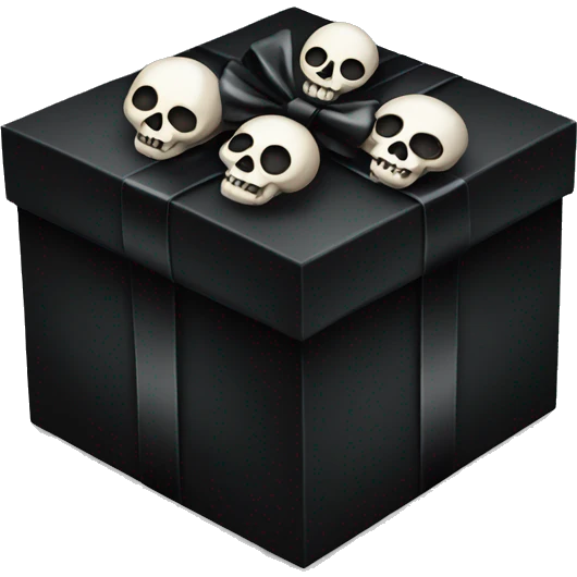 black gift box with skulls emoji