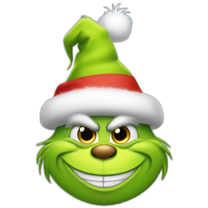 Smiling Grinch in a New Year's hat emoji