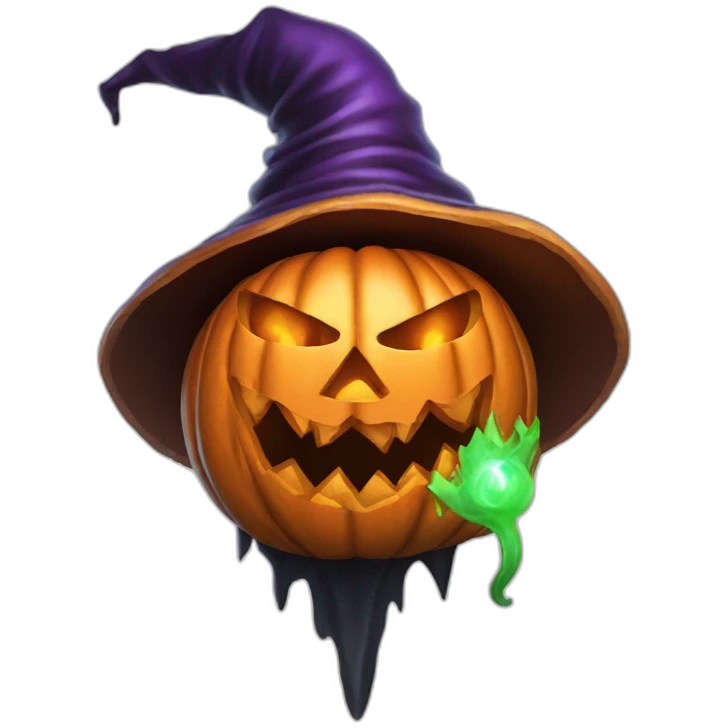 evil jack-o-lantern wearing wizard hat emoji
