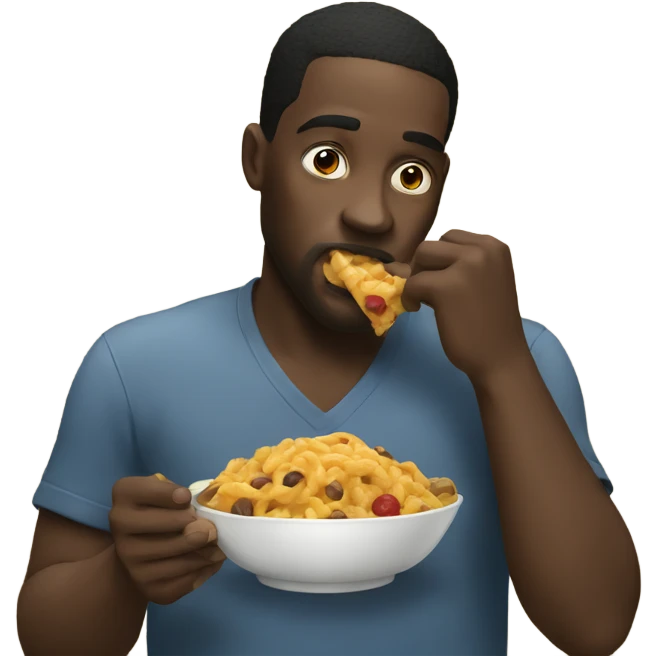 Black man eating emoji