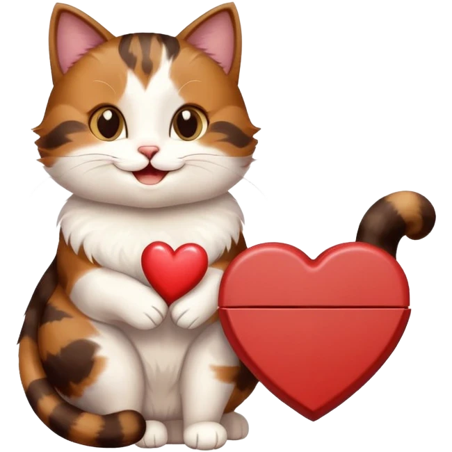 cat holding a heart shaped chocolate box emoji