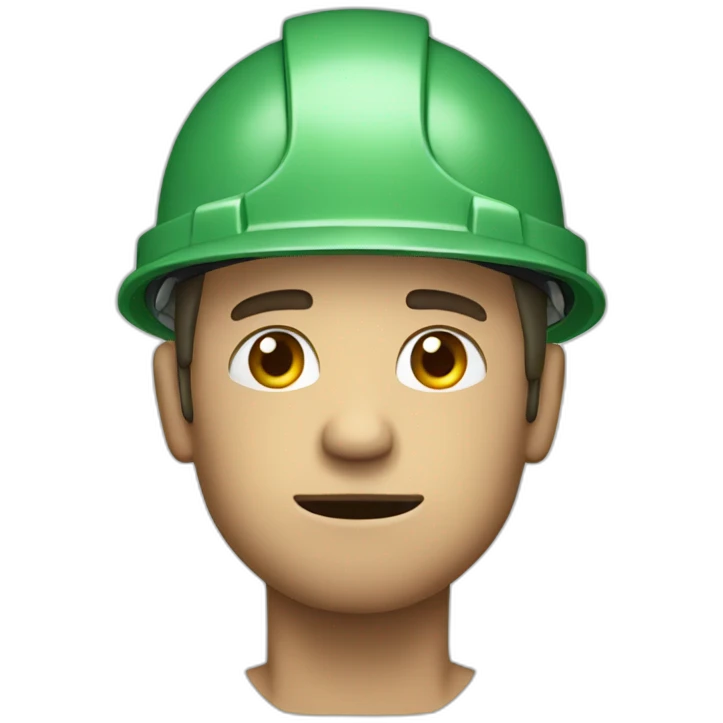 A  man with a safety helmet worrying emoji