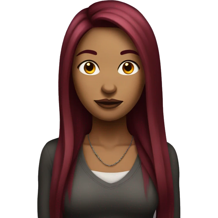 Tattooed woman with long straight burgundy hair emoji