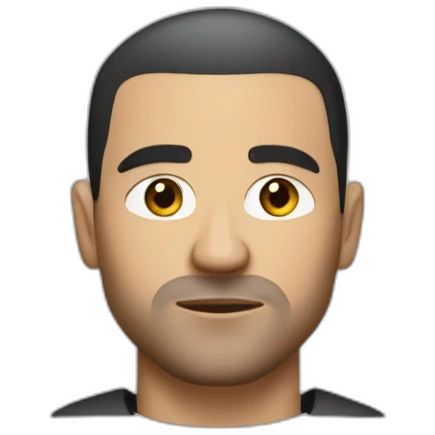 caucasian male mean thug with black short hair in a French Crop style Mid Fade styled down emoji