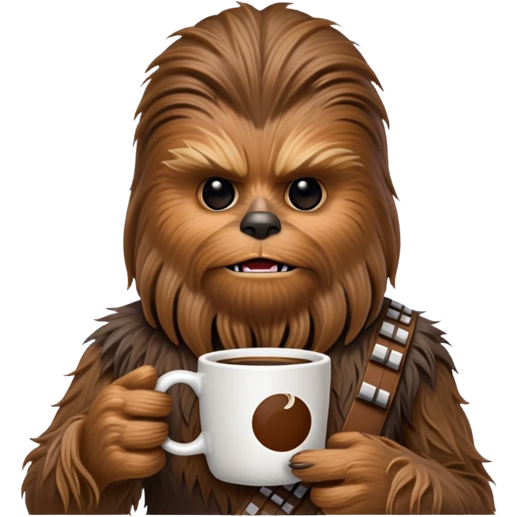 chewbaca with coffee emoji