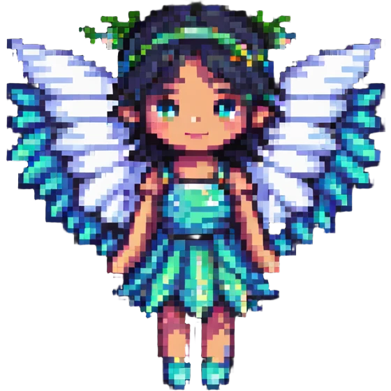 cute and magical pixel art fairy with wings emoji