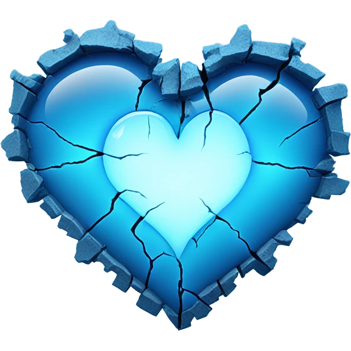 Blue neon broken heart emoji