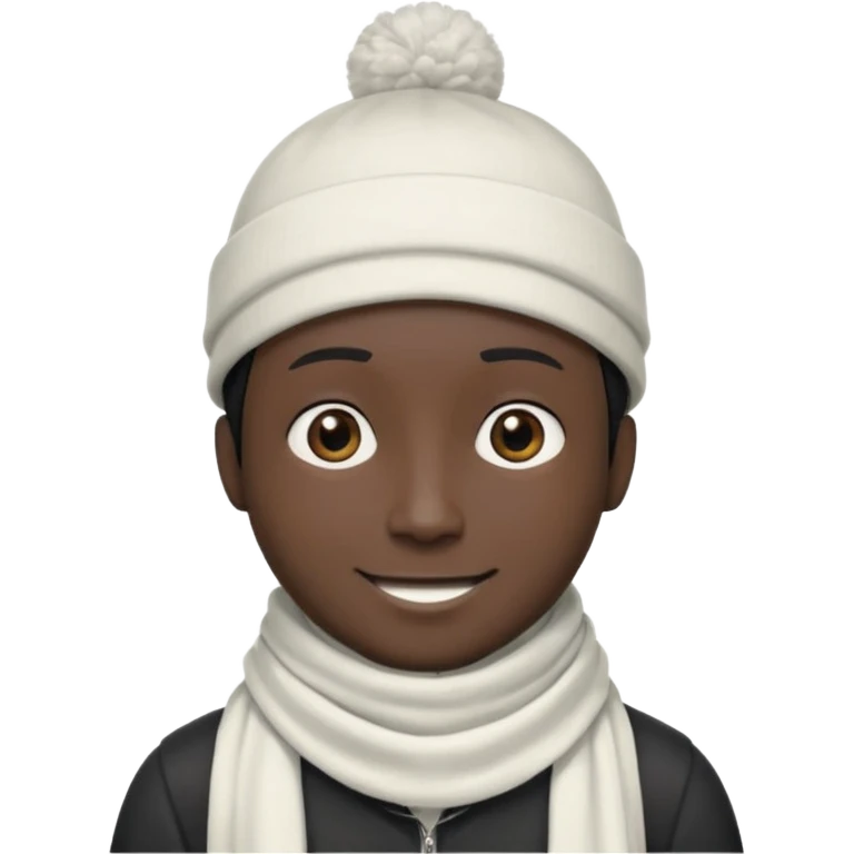 A guy with a triangle body with no arms and legs then his head is a perfect circle and his head is also black then give him a hat that doesn’t go behind his head, and last but not least give him a white scarf emoji
