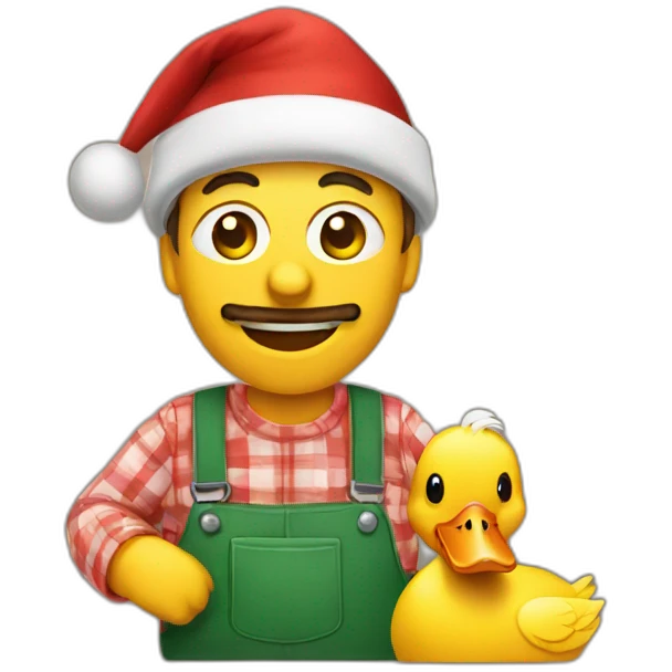 farmer with a duck and christmas hat emoji