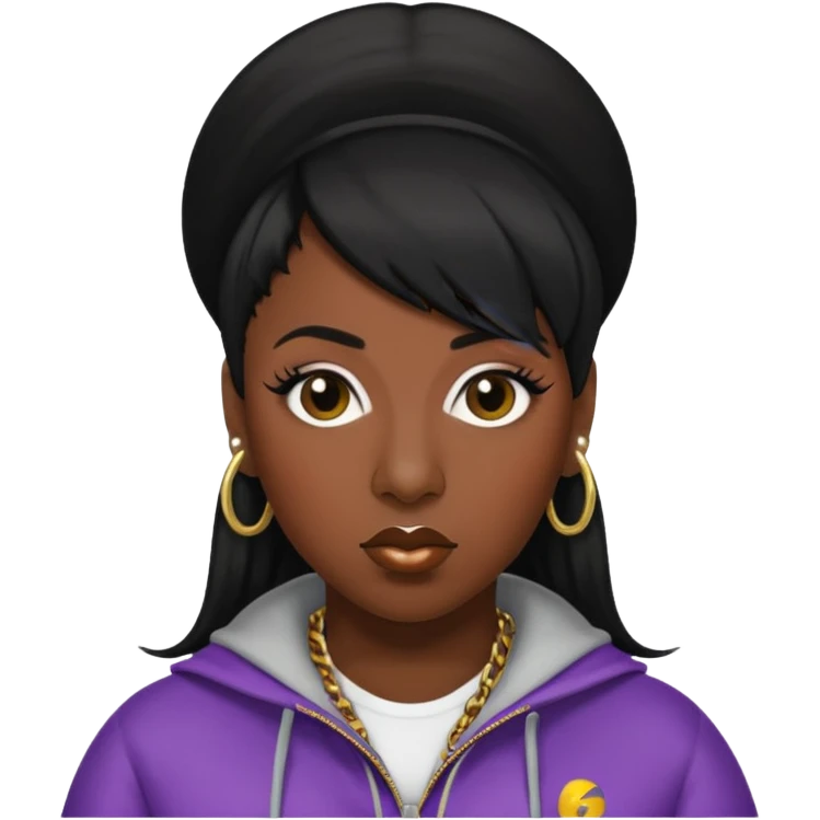 Missy Elliott with black hair emoji