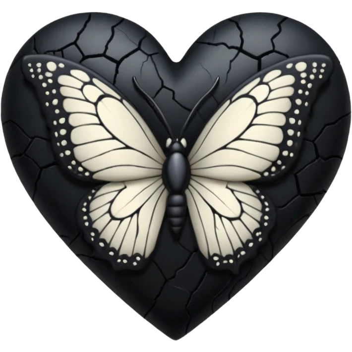 goth themed heart with a black butterfly emoji