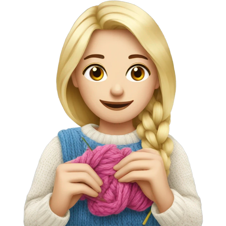 beautiful finnish blonde woman knitting flowers emoji