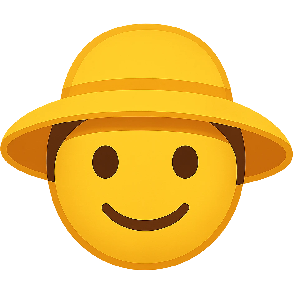 face with yellow sun hat emoji, digital illustration emoji