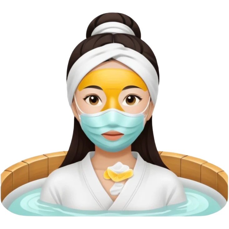 Lady with face mask spa beauty full face relaxing emoji