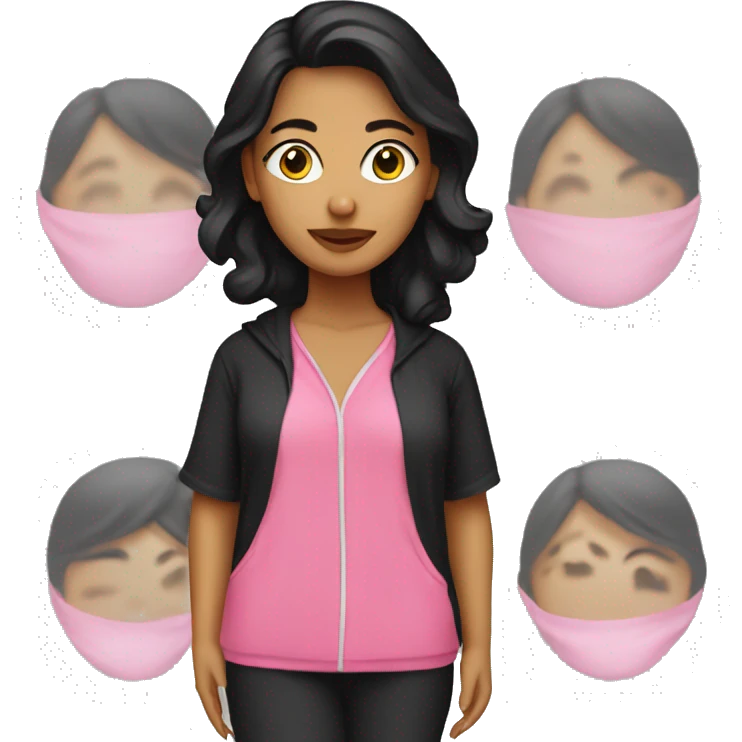 Hispanic female wearing black and pink pajama set  emoji