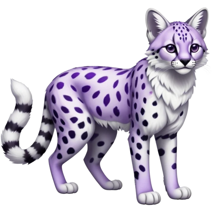 Epic Edgy Black White Purple ethereal Serval-Snow-Leopard-Bobcat-Fionbri full body emoji