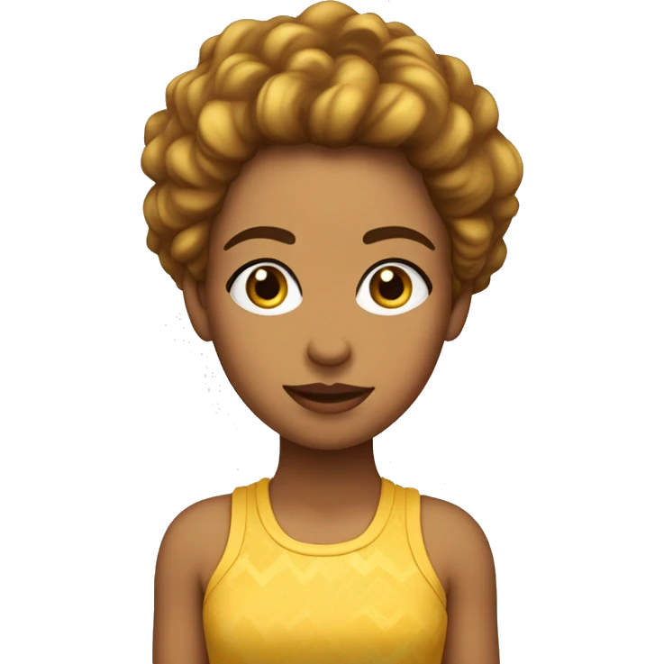Chica  de pelo rizado con ojos color miel y piel blanca  emoji