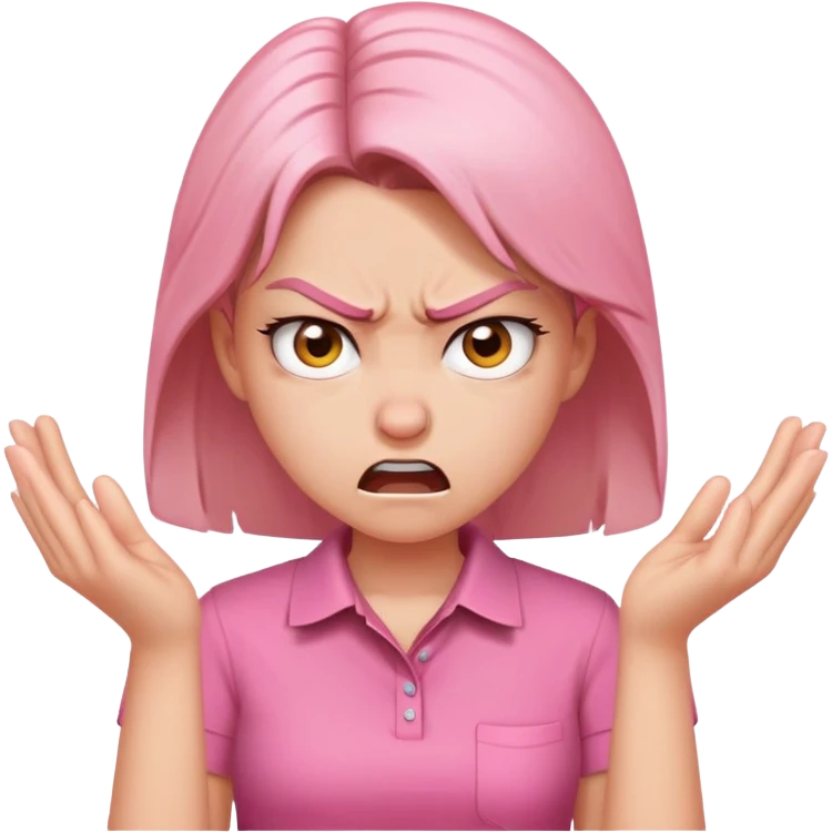 Angry Girl with pink shirt emoji