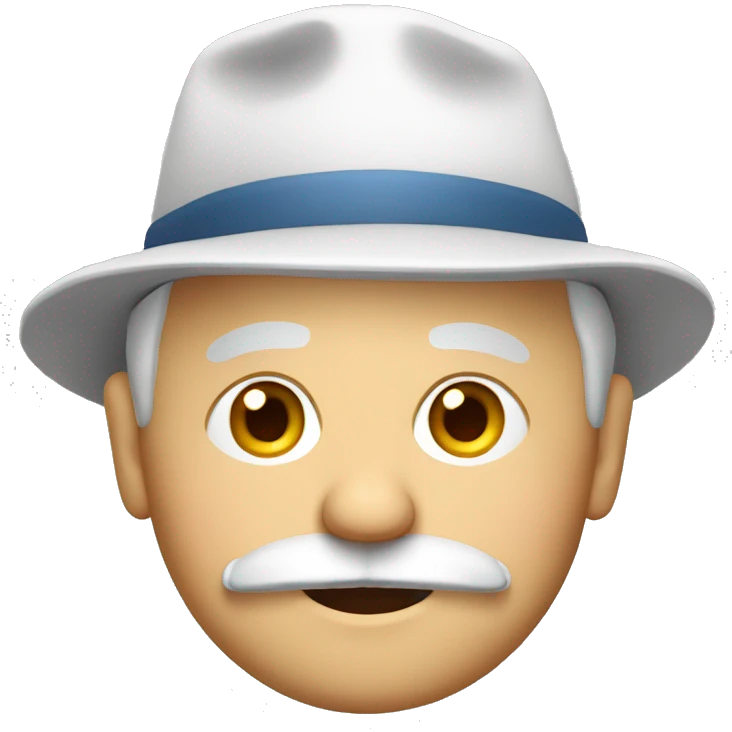 create a white elderly character with a mustache and cap emoji