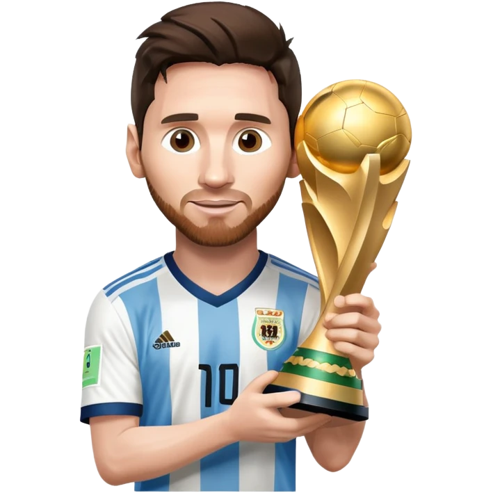 lionel messi holding world cup trophy emoji