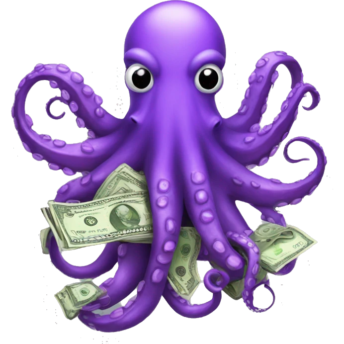 Purple octopus winning bags of money emoji