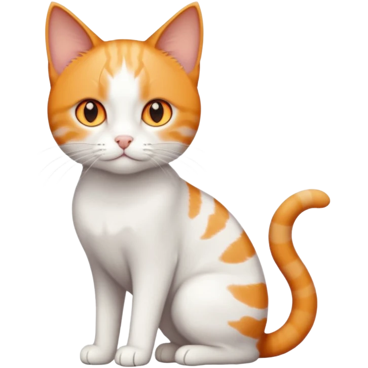 full body small short hair ginger and white cat with orange eyes  emoji
