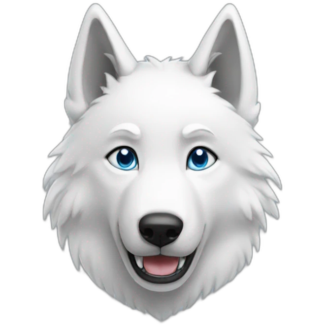 Happy White Wolf blue eyes short hairs emoji
