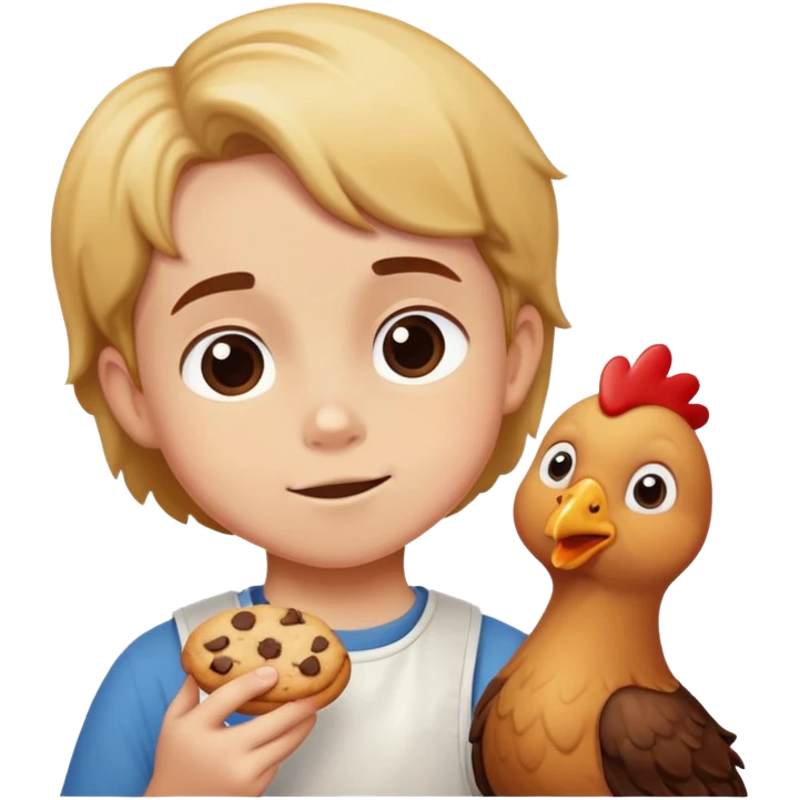 Kid eating chocolate chip cookie and chicken bake emoji