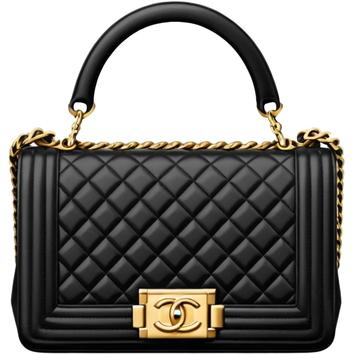 chanel le boy black bag gold hardware emoji