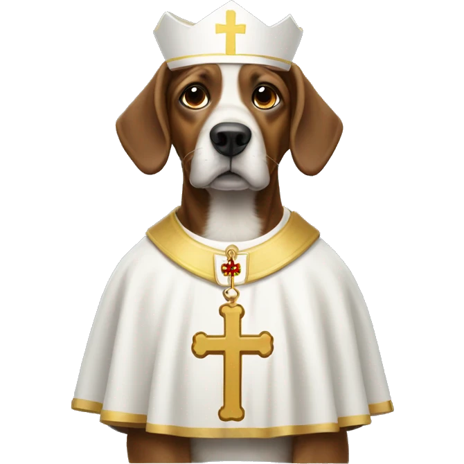 Dog wearing a pontiff  emoji