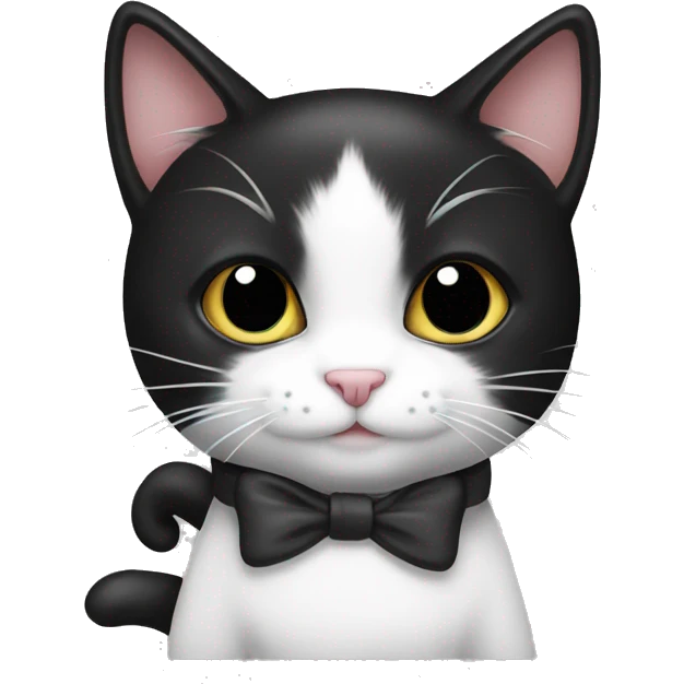 Black and white cat with bow emoji