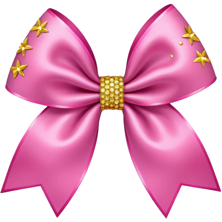 Pink bow with yellow sparkles around it emoji