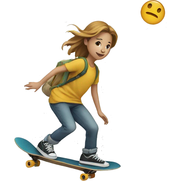 A young person on a skateboard is pushed by another emoji