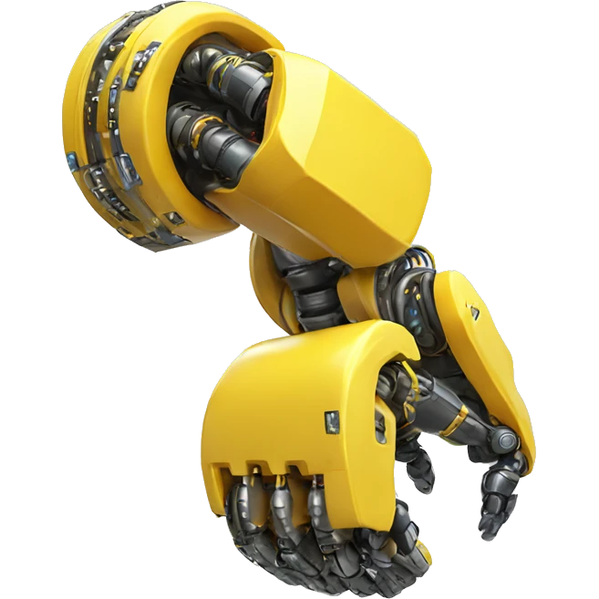 yellow robotic bicep with shocks and circuits that’s attached to the forearm emoji