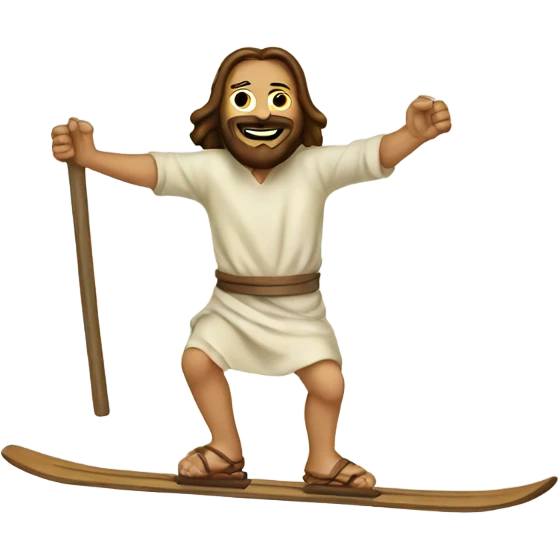 Jesus on skis emoji
