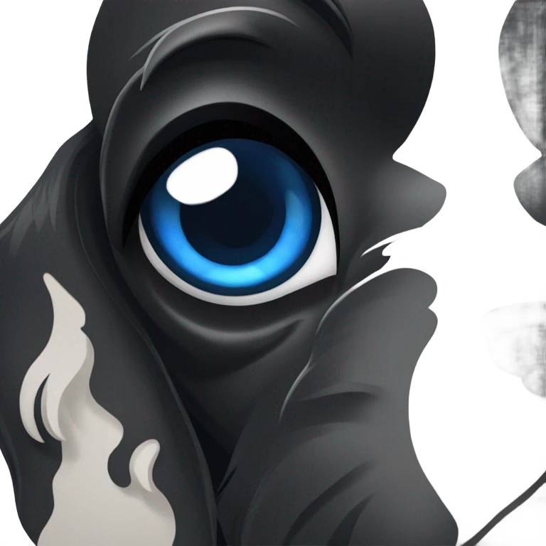 Black and white Cocker spaniel dog with blue eyes emoji