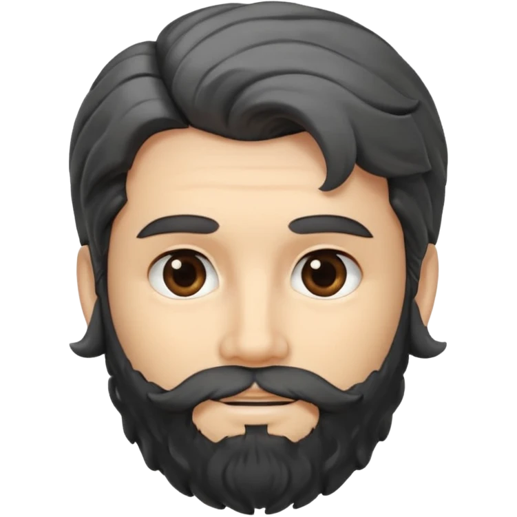 White skin Change gender to male black wavy hair with gray streaks and dimples in each cheek and well trimmed beard emoji