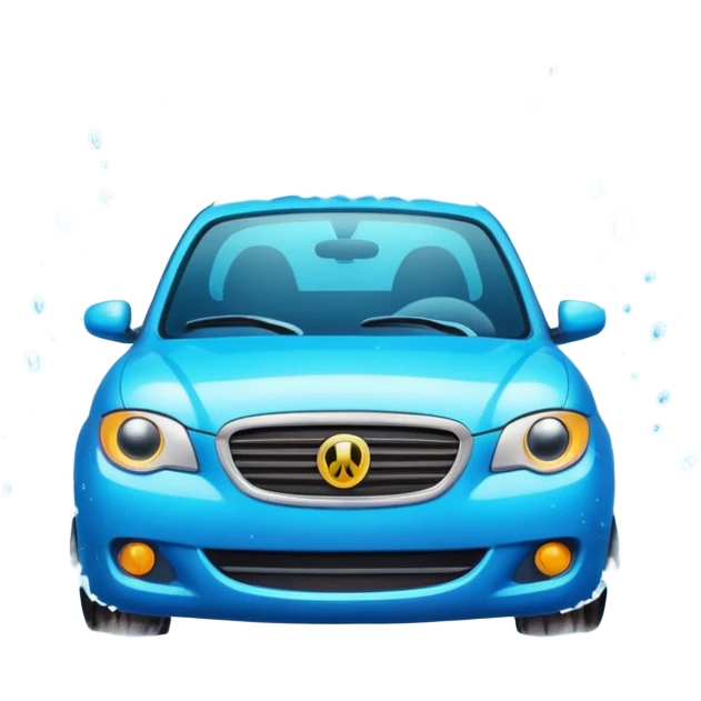 car wash emoji with car under water spray, sparkling clean, vibrant colors emoji
