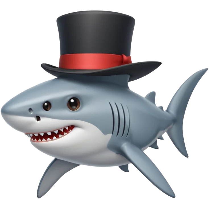 Shark with a top hat emoji