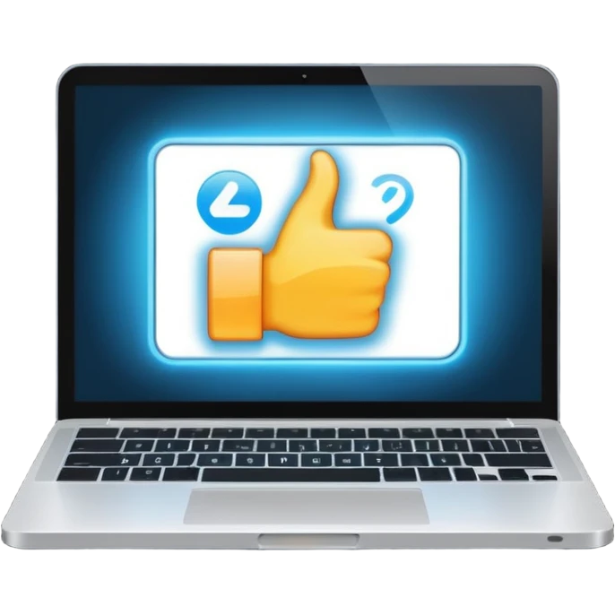 laptop screen with a like symbol emoji