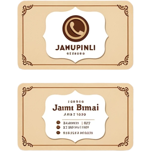 a business card with vintage design, brown and beige color scheme, classic and elegant emoji