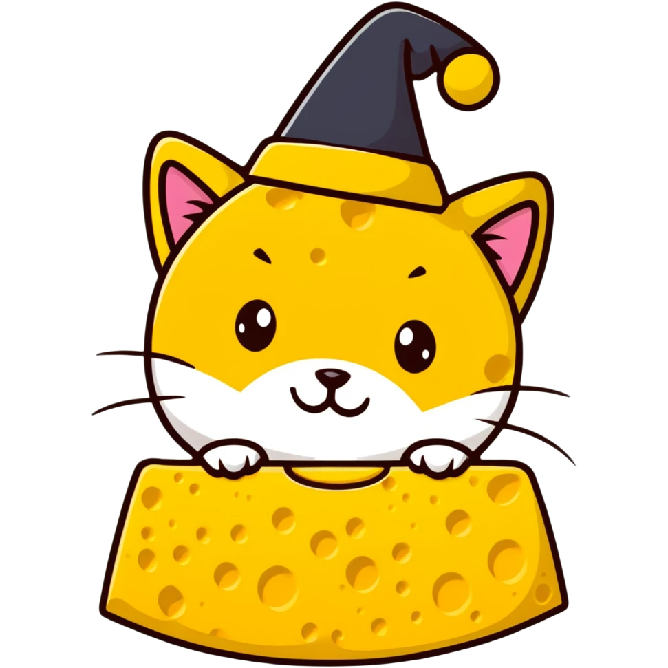 cheese cat wearing a yellow hat emoji
